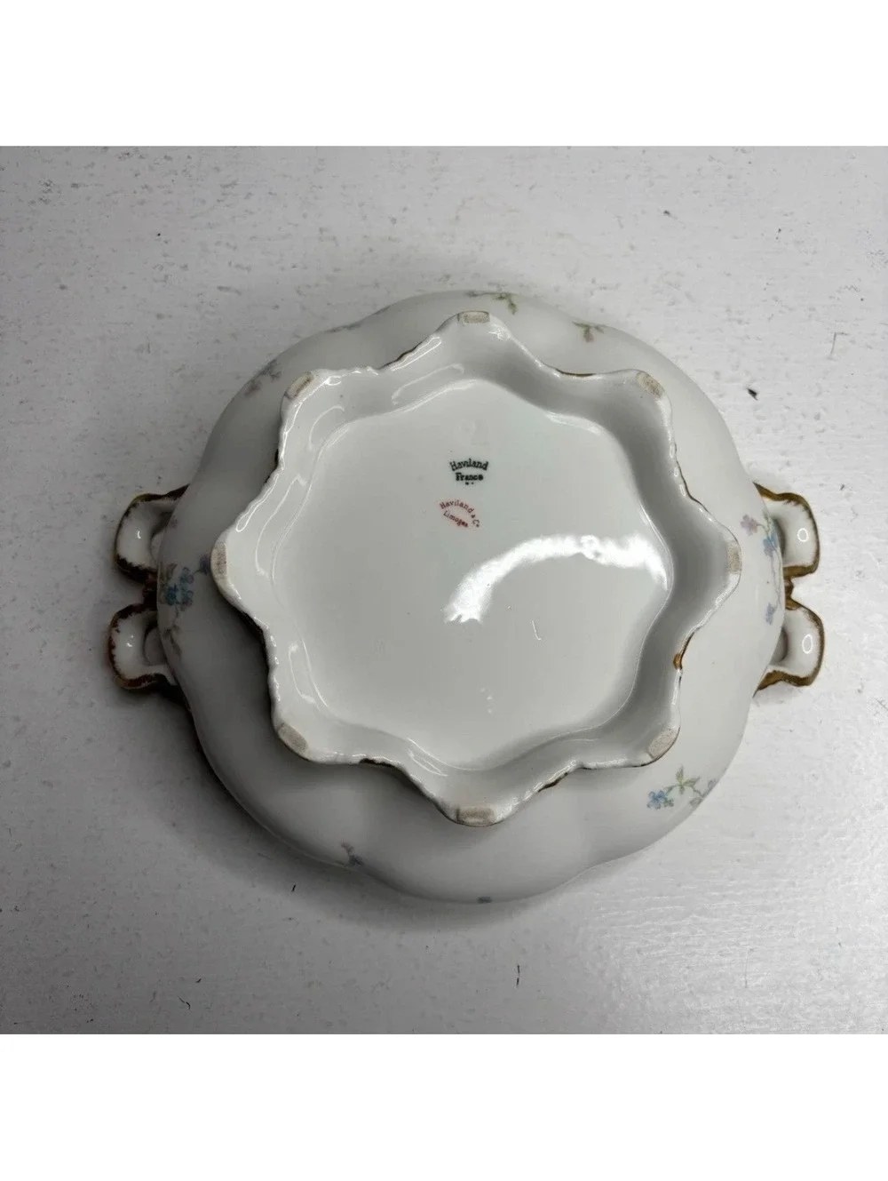 Antique Haviland Limoges Schleiger 441b Blue Floral Covered Vegetable Tureen